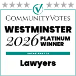 Community Votes 2026 Platinum Winner badge for Lawyers in Westminster – Lori Beck Law Office