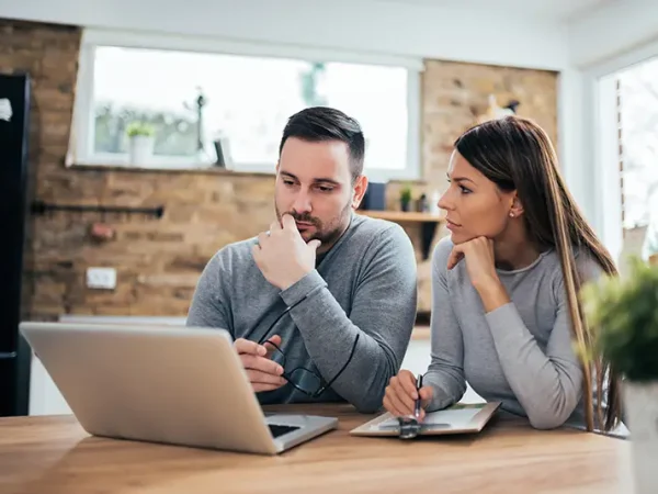 couple managing finances.